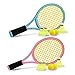 Crefotu Kid Racchetta da Tennis con Borsa,Racchetta di Plastica Include 4 Palline in Schiuma,6 Volani Badminton per Bambini (Oltre 3 Anni),Gioco Sportivo per Bambini All'aperto/Al Coperto