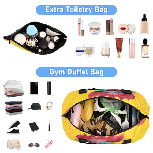 Yellow Rooster Travel Duffel Bag for Women Men Gym Bag with Shoe Compartment Wet Pocket Carry On Weekender Overnight Bags for Travel Hospital Gym4
