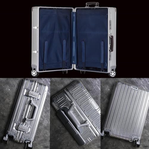 Aluminium Suitcase Large Cabin Luggage Lightweight Hardshell Frame Suitcase with TSA Password Lock, No Zipper Luggage,Silver,26in2