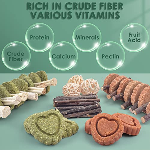 KATUMO Rabbit Treats, Natural Bunny Treats Organic Apple Stick Sweet Bamboo Timothy Hay Chew Toys - Image 4