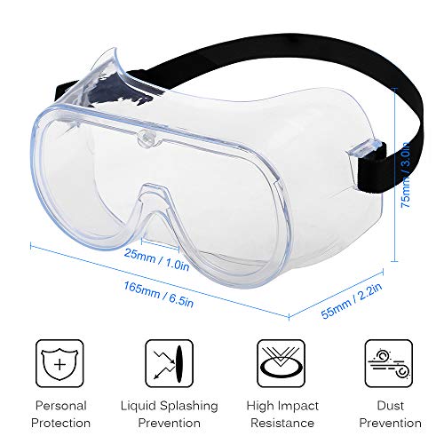 KKmoon Óculos de segurança para adultos Óculos de segurança ajustáveis ​​com design totalmente fecha