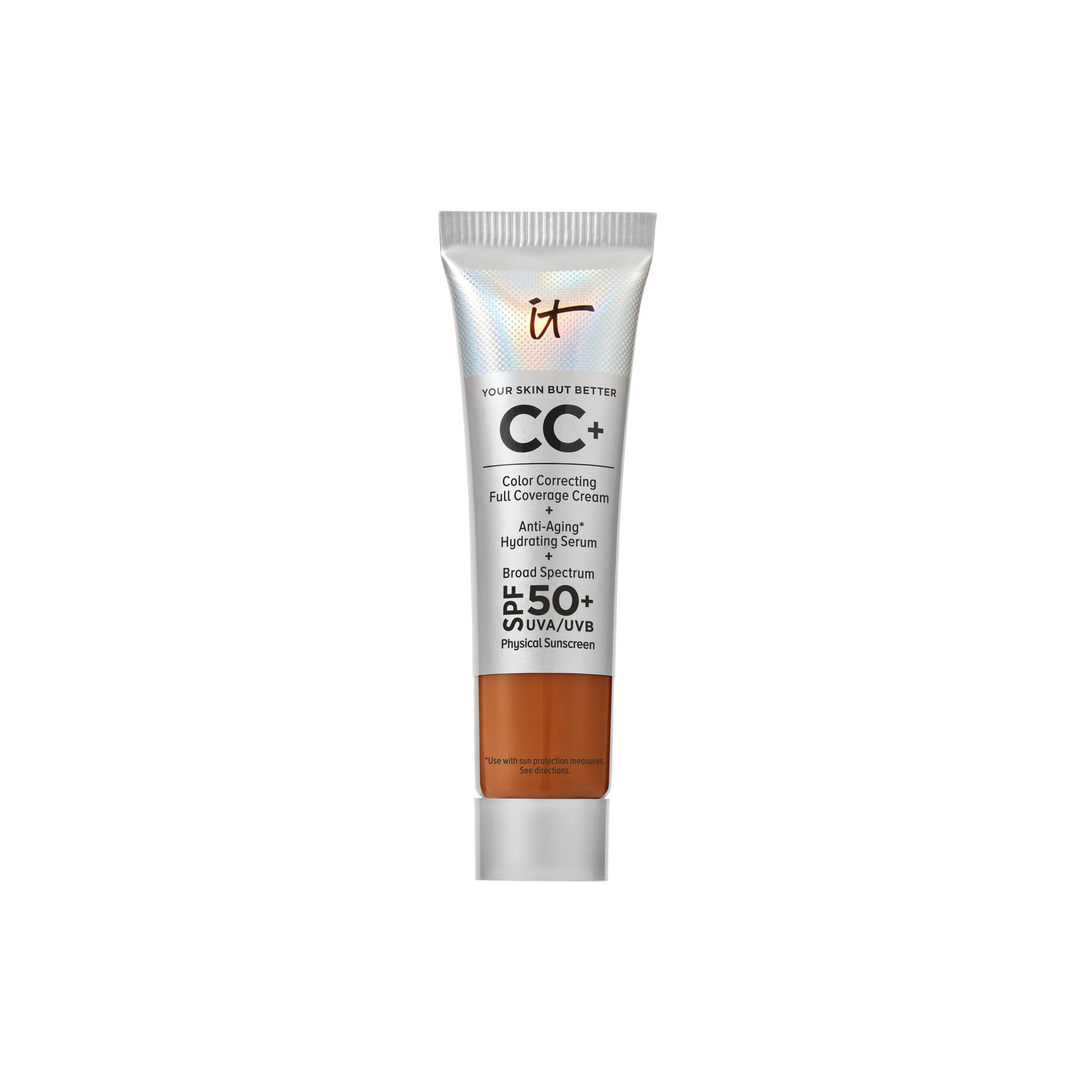 IT Cosmetics CC+ Cream - Natural Full Coverage Foundation With SPF 50+, Color Corrector & Anti-Aging Hydrating Serum, Hyaluronic Acid + Peptides, Lightweight Up To 24H Wear, All Skin Types