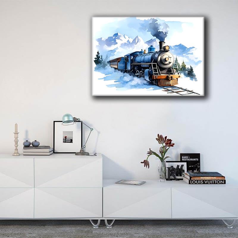 Amazon.co.jp: MUZHINING オールドトレイン キャンバスウォールアート