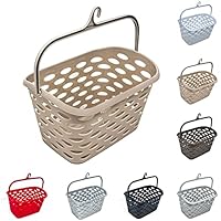Durable Plastic Peg Tidy Basket Laundry/Clothes Pegs with Handle Light Weight Convenient Size for All Garment Hanging with Hook Washing Line Airer Basket (Taupe Peg Basket)