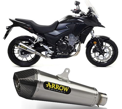 arrow 71859xki+71665mi, silenciador con conector, sistema semi-completo homologado x-kone nichrom, fondo en carbono, compatible con moto honda cb 500 x 2017 2018 mototopgun