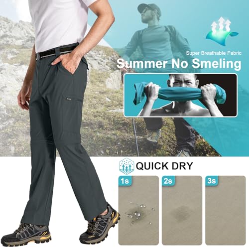 Mens Hiking Pants Convertible Lightweight Quick Dry Zip Off Fishing Safari Camping Travel boy Scout Pants3