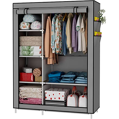 Nyana Home | Armario Vestidor Tela con Bolsillos Laterales | 170x105x45cm (Gris)
