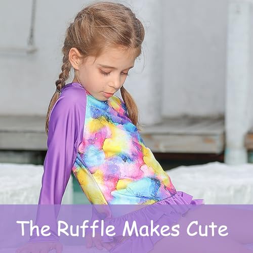 Image of BFUSTYLE Girls Swimsuit 3 Pieces Rash Guard Kids Long Sleeves Bathing Suit 3-8 Years Sun Proction Swimwear Tankini