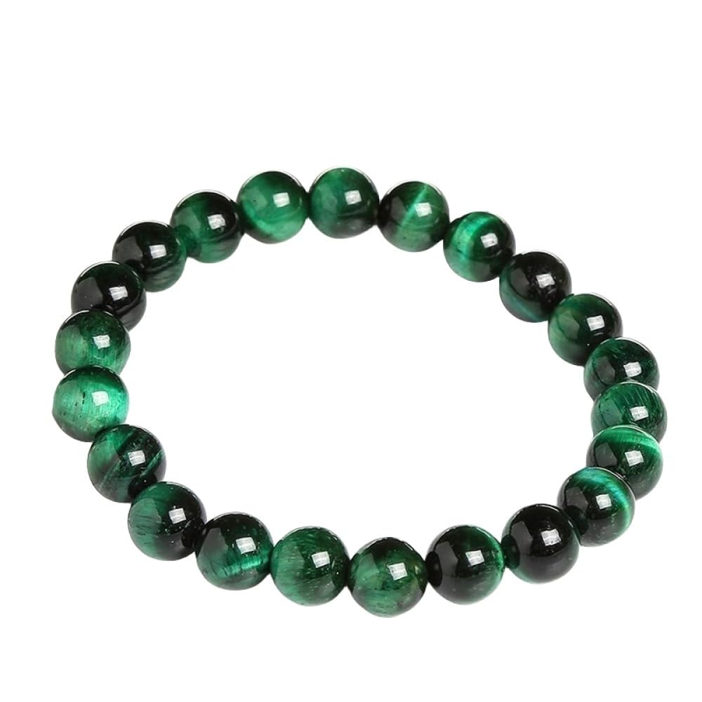 YONGHONGKEJI Chakra Bracelet, Natural Green Tiger Eye Stone Bangle Charm Gemstone Beads Bracelet Yoga Chakra Healing Crystal Bracelet Balance Wristband Stretch Bangles Gift For Women Men, Beads 12Mm