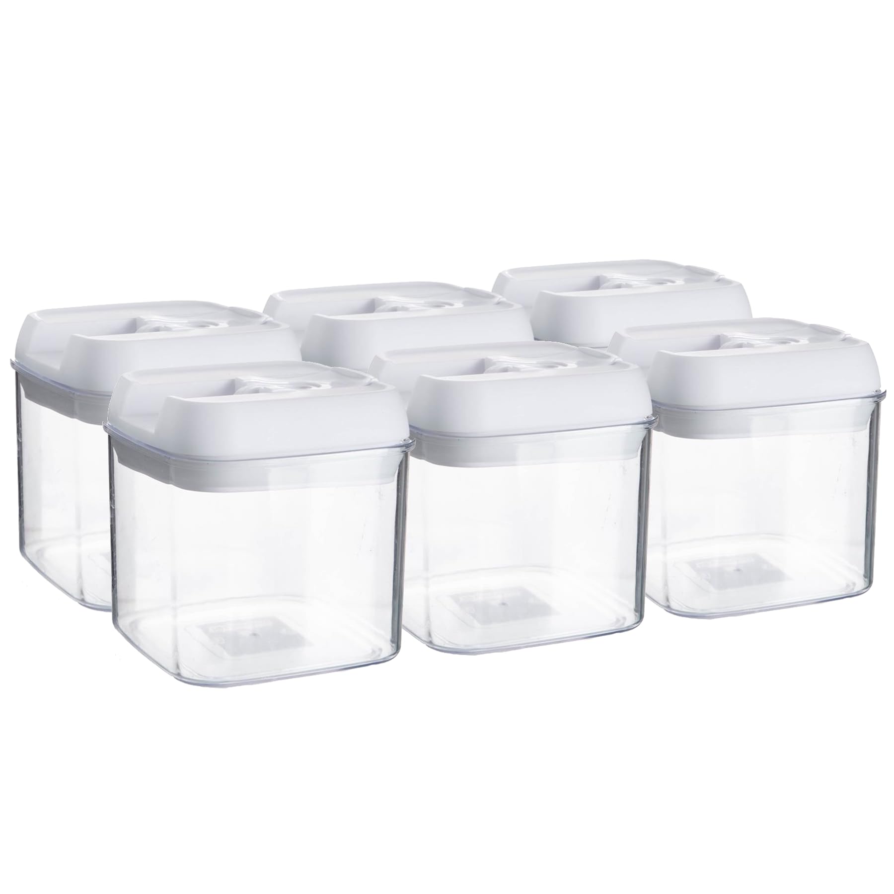 Argon Tableware White Argon Table Food Storage Containers With Airtight Flip Lock Lids - 500Ml - 6 Pack - Plastic Kitchen Storage Tupperware Pantry Food Organiser For Cereal, Oats, Sugar, Coffee, Biscuits, Tea