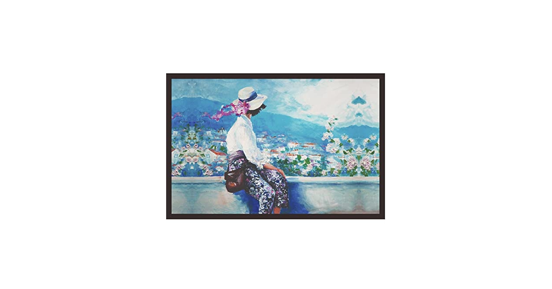 Amazon.co.jp: mad masters 油絵、女性の座って街を見下ろす1