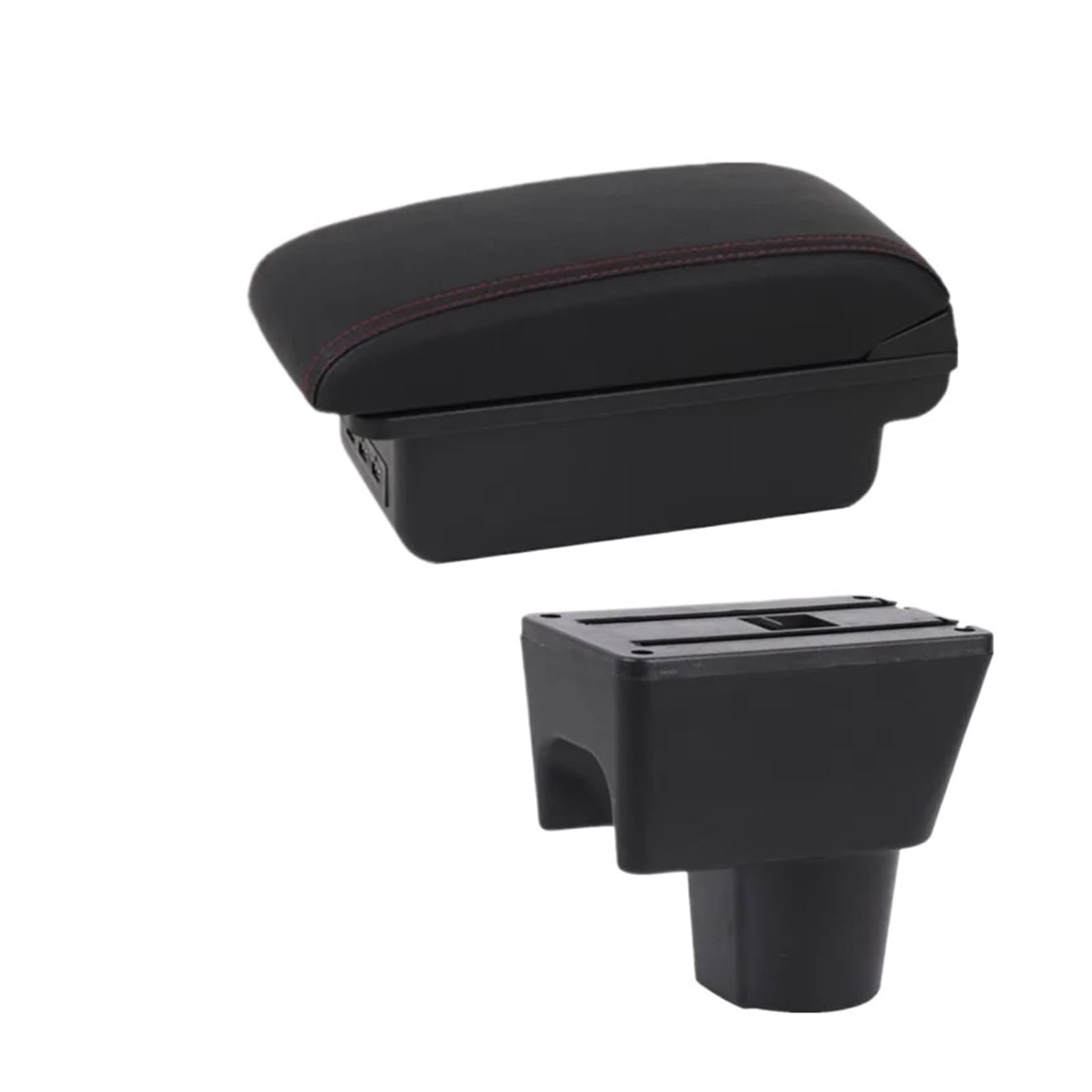 UMDJJU For Nissan For Terrano 3 For Dacia For Duster For Oroc 2010-2018 Car Armrest Box Storage Parts Accessories Car Centre Console Armrest Box(B1 Black red 3USB)