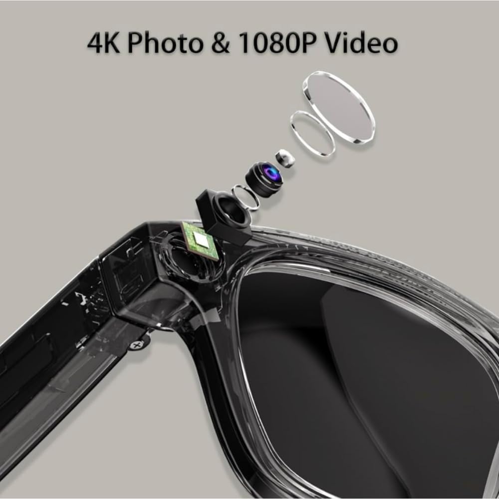Watchily Gafas conectadas, Cámara integrada, ChatGPT - SmartView Pro - Gafas negras y transparentes