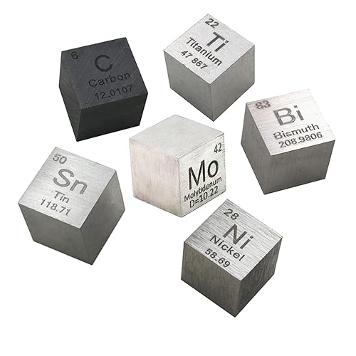 Element Cube - Juego de cubos de densidad de 0.394 pulgadas, cobre, carbono, zinc, titanio, aluminio, bismuto puro, hasta el 99.99% para colección