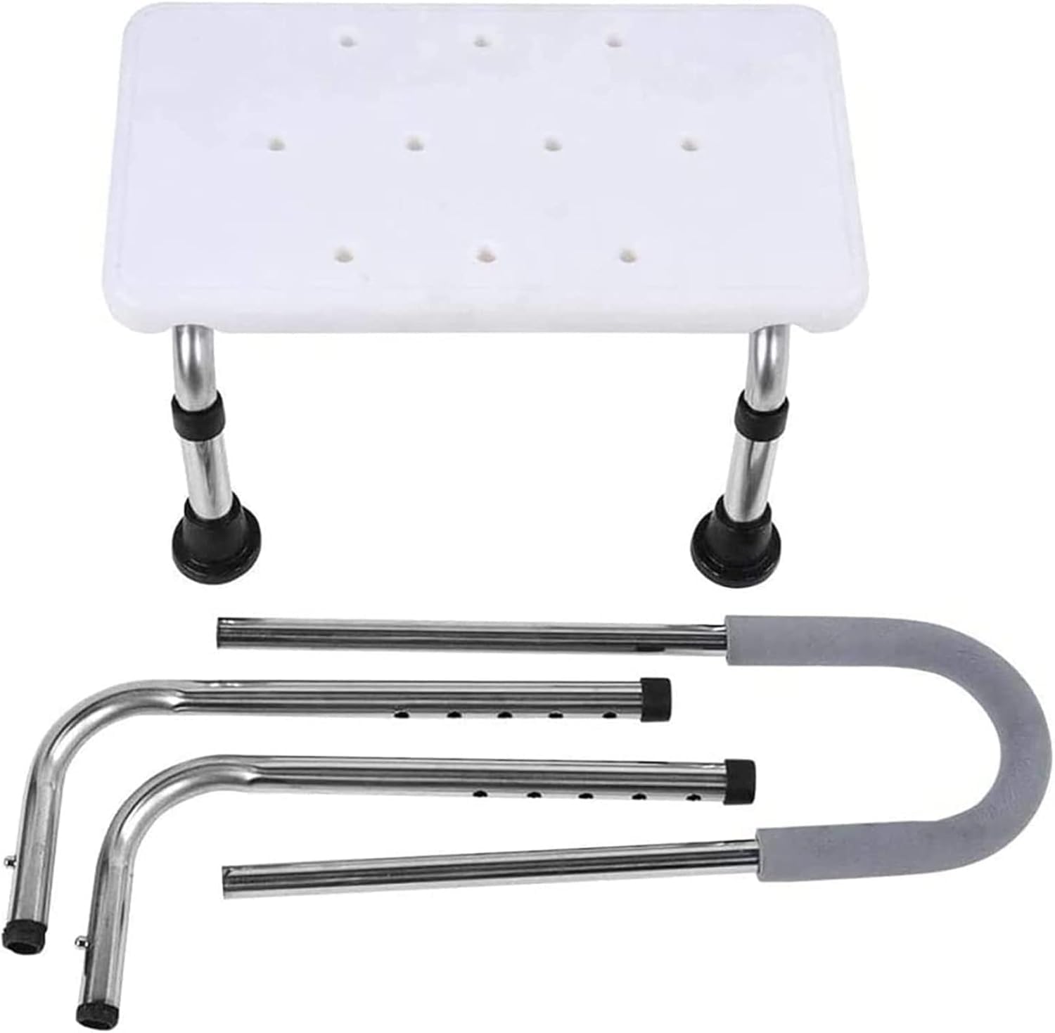 Escalones de Ducha, Reposapiés Médicos Antideslizantes, Pedales de Seguridad con Pasamanos, Escalones de Bañera Ajustables En Altura, Escalones de Ducha para Baño, Ayuda para El Baño, Taburete