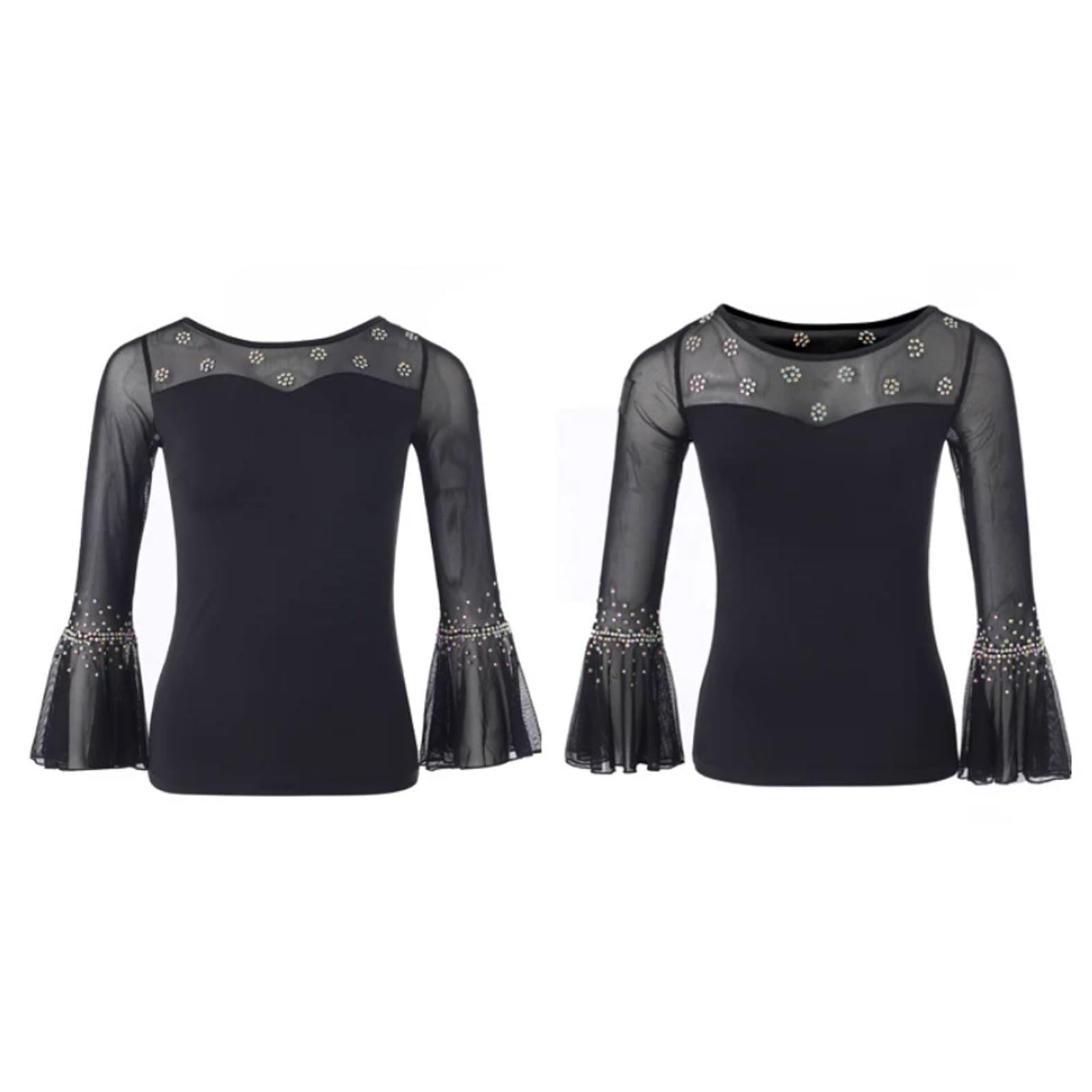 Tops Balletto Donna Costume Prestazioni Latino Tango Camicie Sala da Ballo