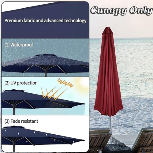 Wysokiej jakości zapasowy pokrowiec na parasol, wodoodporny, UV50+, baldachim do 6, 8-ramiennych parasoli, pasuje do modeli standardowych i wspornikowych 300, 270, 200 cm, do użytku na zewnątrz