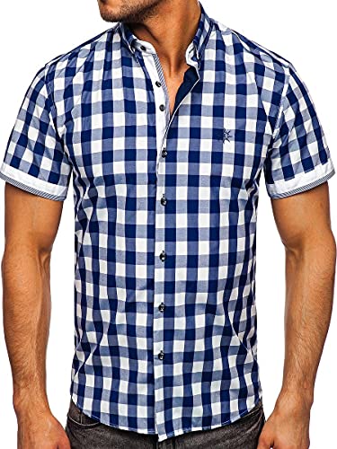Chemise à manches courtes rayée slim fit BOLF pour homme style décontracté chic [2B2]
