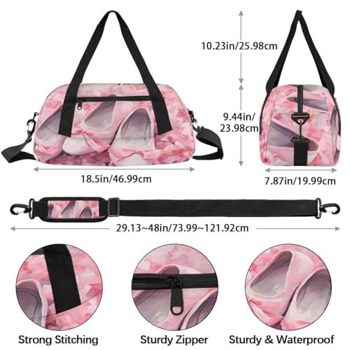 Ballet Slippers Kids Duffle Bag Boys Girls Small Sport Dance Gym Bag for Overnight Travel Weekender Carry On4