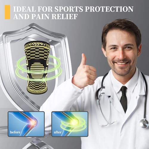 Copper Knee Braces for Men and Women - Compression Sleeve for Knee Pain Relief