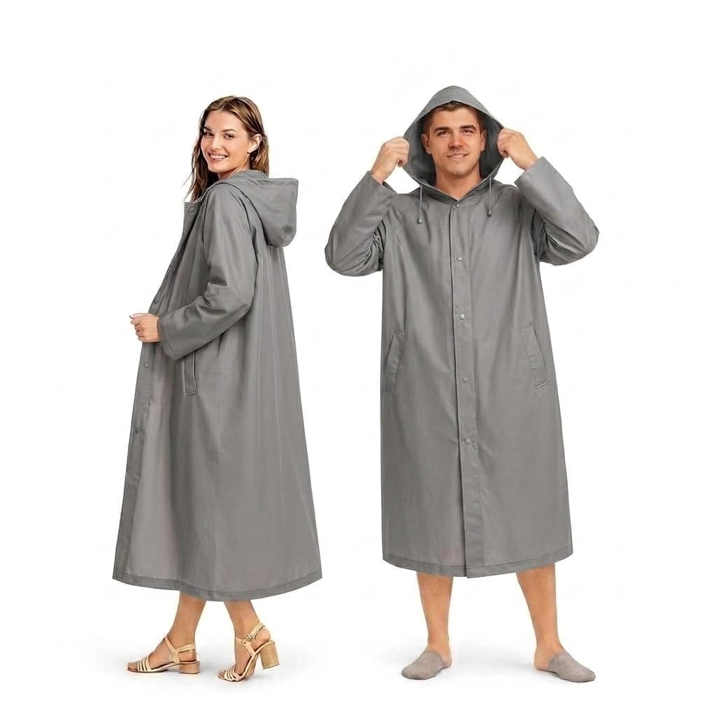 Waterproof Unisex Rain Coat with Hood, Grey Pack of 2 – Full Sleeves Heavy Duty Outdoor Rainwear Poncho for Men, Women, Boys & Girls – Lightweight Travel Gear for Camping, Hiking & Traveling-picture-37