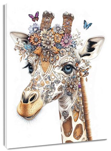 Poster girafe mode 40x50cm avec cadre bois pour relooker un mur vide