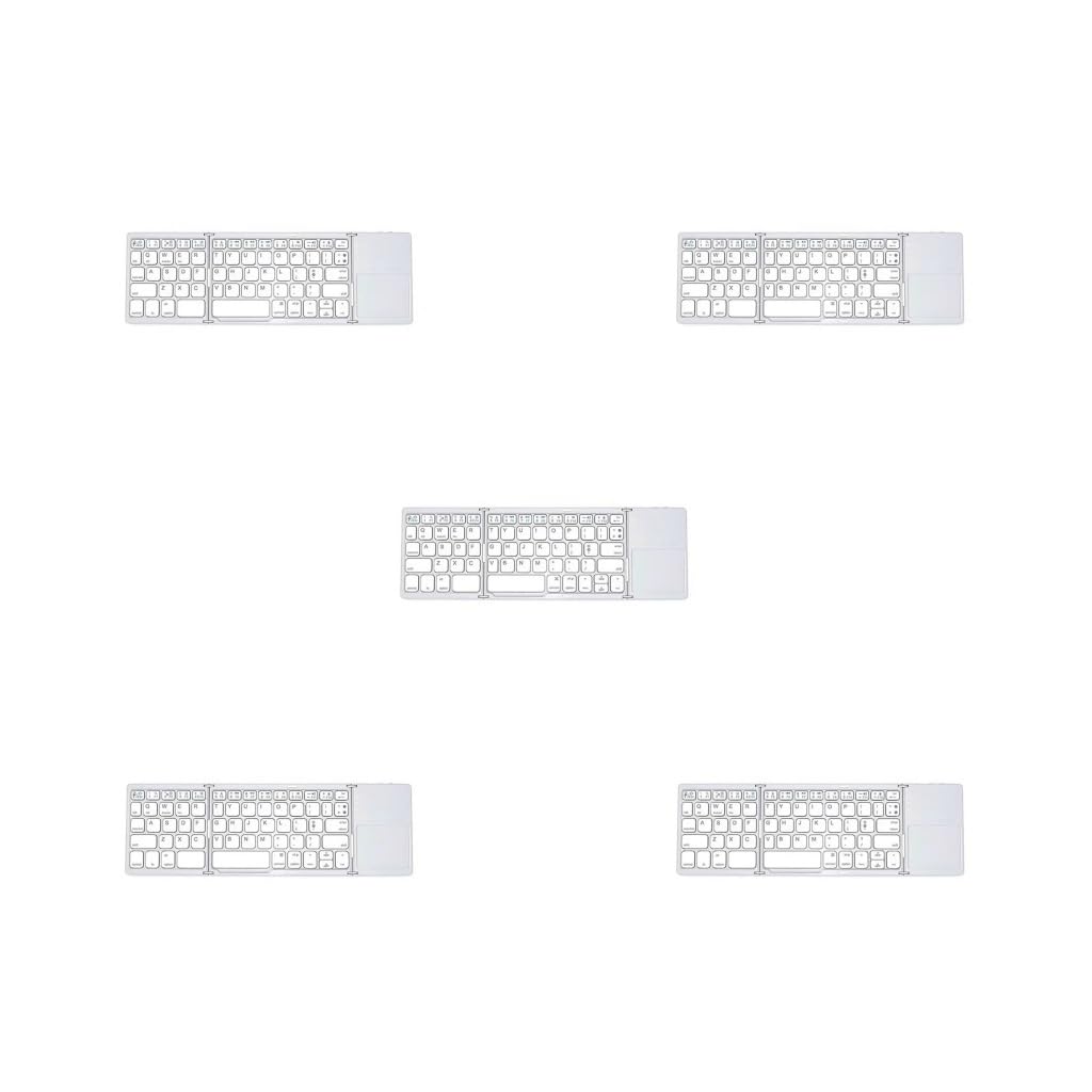 5 set di Tastiera ABS Portatile Pieghevole 140mAh Ricaricabile 64 Tasti Bluetooth Compatibile Cellulare Tastiera Accessori Argento Bianco