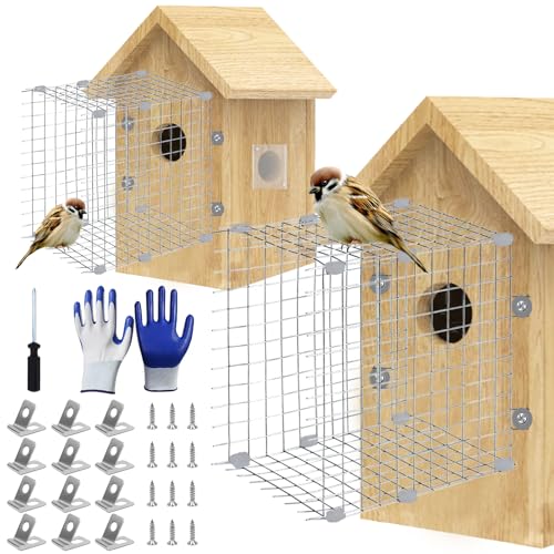 ZUUDYSEN Bluebird House Predator Guards 2 Pack Metal Wire Entrance Hole Protector Bird House Hole Protector Bird House Wire Entrance Guard for Blue Bird Nesting & Babies Safe (Square)