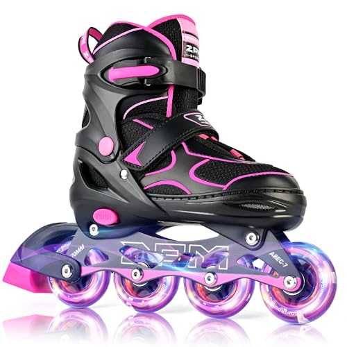 Image of 2PM SPORTS Inline Skates for Kids Girls Boys Ages 5-8 8-12 4-6 6-12 with Light Up Wheels, Adjustable Kids Roller Skates Blades for Adults Men Women Beginners Youths