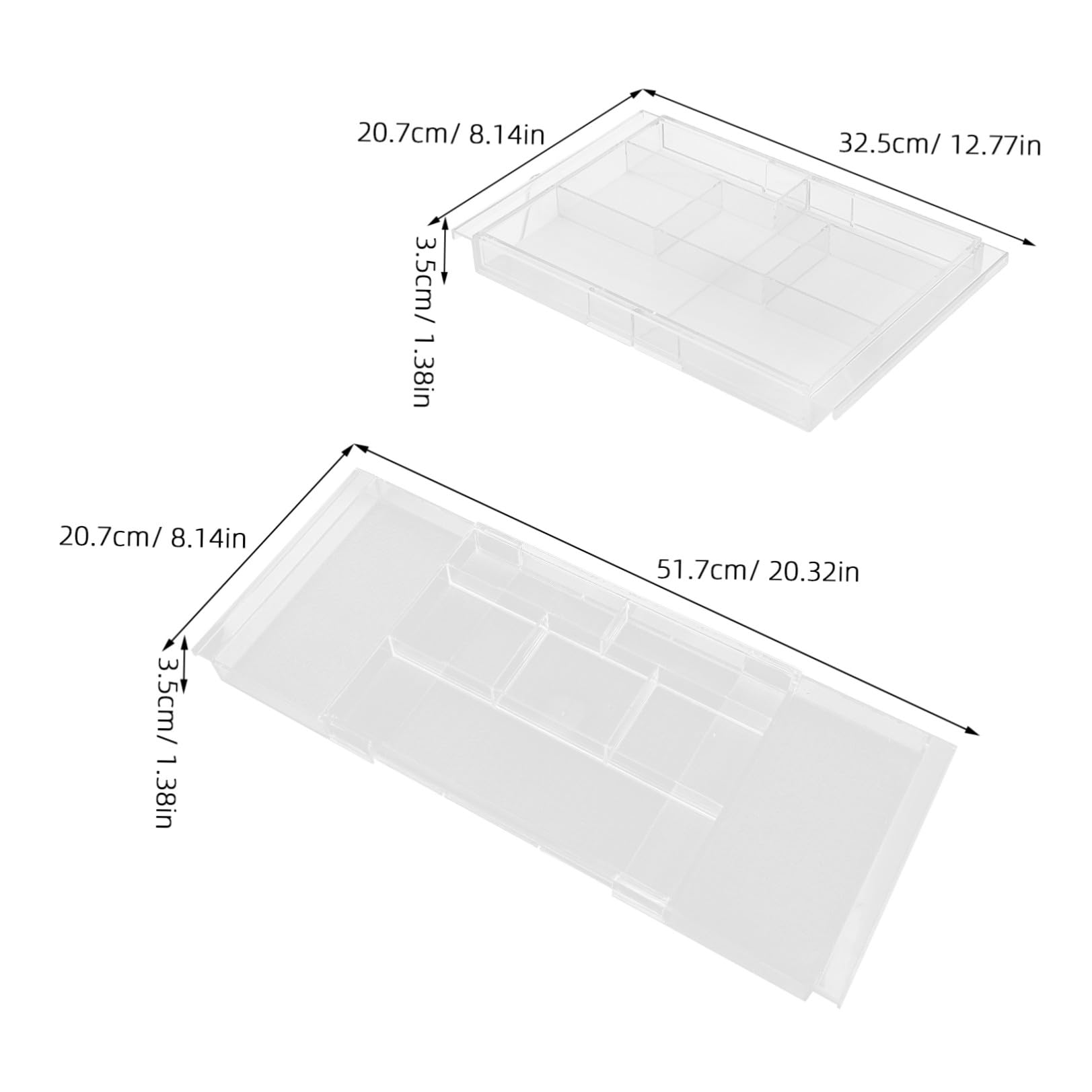2 Piezas Organizador de Cajón Extensible de Acrílico Transparente con