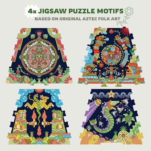 Image of iDventure Cluepuzzle Pyramid of the Sun, Aztec Realms Expansion | 4 Additional Aztec-themed Puzzle Motifs, Base Game Required, Escape Room Puzzle Game for Adults and Families, Birthday Gift