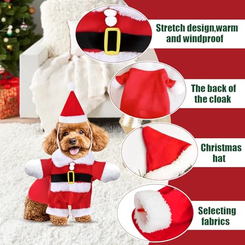 Chien Vêtements de Noël, Costume de Père Noël Chien et Chat avec Bonnet pour Petits Chiens Chats – Image 4