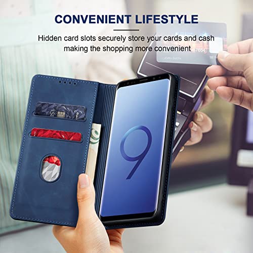 Image of Jasonyu Flip Wallet Case for Samsung Galaxy S9,Blue