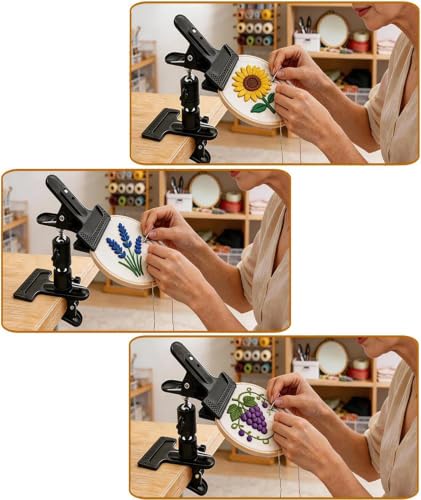 Image of Embroidery Stand, Embroidery Hoop Stand, Adjustable for Cross Stitch and Needlework, Tabletop or Lap Use, Stable Embroidery Frame Holder for Sewing Projects