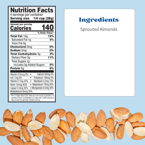 Image of Daily Crunch Sprouted Almonds and Dehydrated nuts for a Unique Crunch, Keto Friendly, Non-GMO Zero Seed Oils, Gluten Free 4oz (2 Pack, Original)