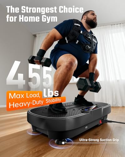 Vibration Plate Exercise Machine for Weight Loss and Lymphatic Drainage - 330lb Vibrating Platform for Home Gym Workout, Full Body Shaker Pilates Equipment with 2 Bands for Women and Men - Matte Black
