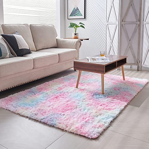MARATIP Hallway Runner Rug 080 x 150 cm Rainbow Washable Anti Slip Fluffy Shaggy Rugs, 80 x 150 cm (Rectangular) - Image 3