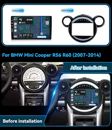 Autoradio Android 14 Mini Cooper R56 R60 Bluetooth5.0 2 Din - 2