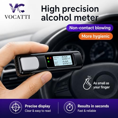 Image of Advanced Digital Alcohol Tester Machine | Portable Non-Contact Breath Analyzer with Accurate BAC Tester with Highly Sensative Chip | Rechargeable for Personal,Office Use | 1 Year Warranty