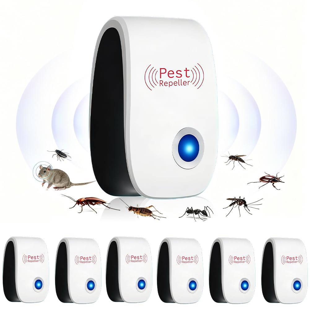 6 Pack Ultrasuoni Anti Zanzare, Ultrasuoni Mouse e Ratti, Repellente Ultrasuoni per Anti Topo, Ratti Formiche Ragni Zanzare B