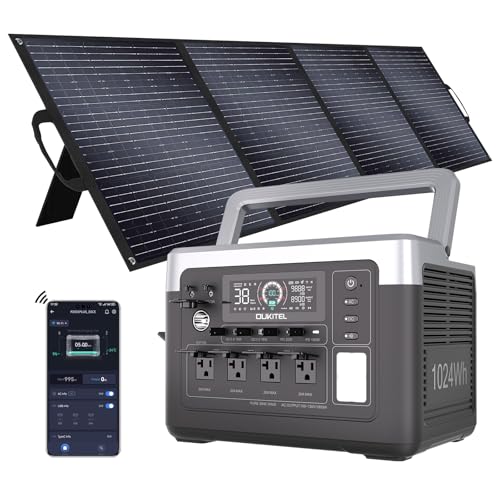 OUKITEL P1000 Plus 1800W/1024Wh Power Station with 200W Solar Panel,