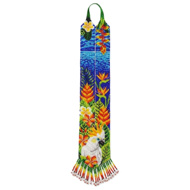 Collier Gerdan ukrainien cacatoès LKBEADS en perles de rocaille fait main