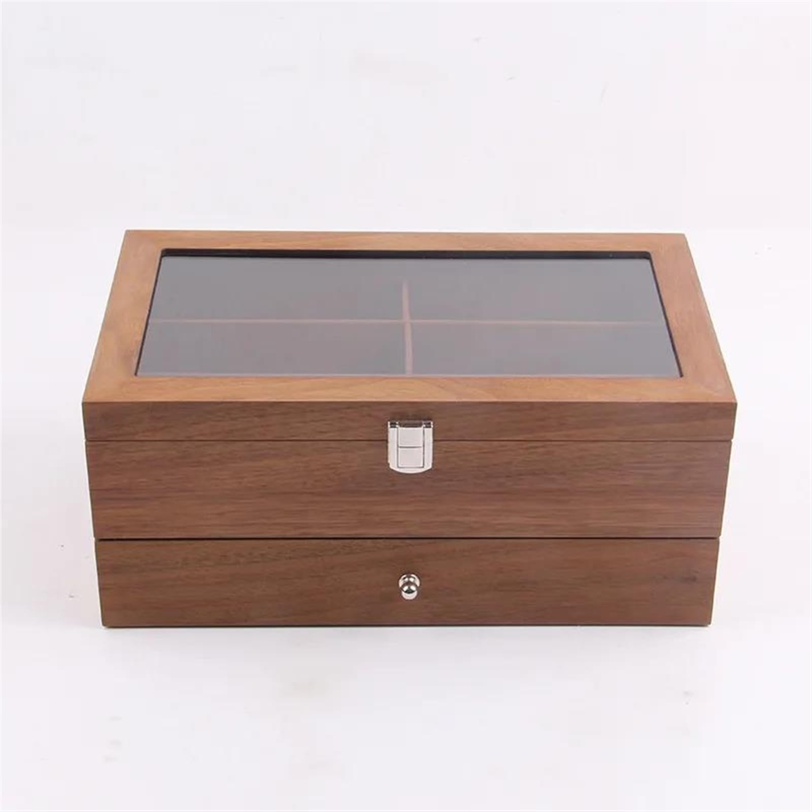 Caja para Anillos Retro 12 Redes Estuche de Almacenamiento de Madera de Doble Capa Cajas organizadoras de exhibición de Joyas de Madera para joyería