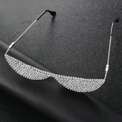 Fashion Crescent Rhinestone Eyeglass Frames Women bling Accessories Geometric Full Crystal Jewelry Eyewear Decoration2