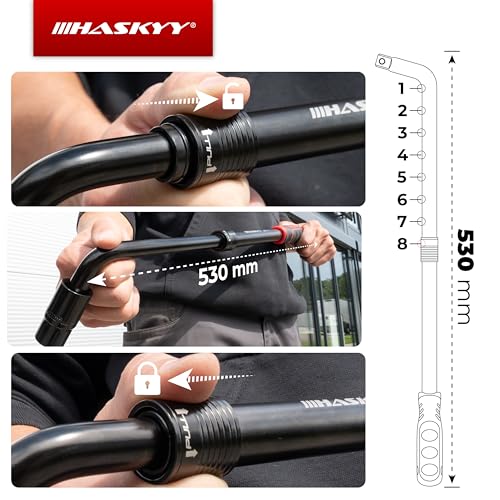 HASKYY Teleskop Radmutternschlüssel Set 355-530mm Verlängerbar 1/2 Zoll Antrieb 17/19mm & 21/23mm Steckschlüssel, Radschlüssel Reifenwerkzeug inkl. Aufbewahrungstasche Drehmoment 665Nm
