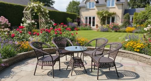 Image of India Outdoor Indoor Patio Furniture Sets Rattan Chair Patio Set Conversation Set Poolside Lawn Chairs Swingarea Balcony Outdoor Garden Furniture Chair (Brown 4+1)