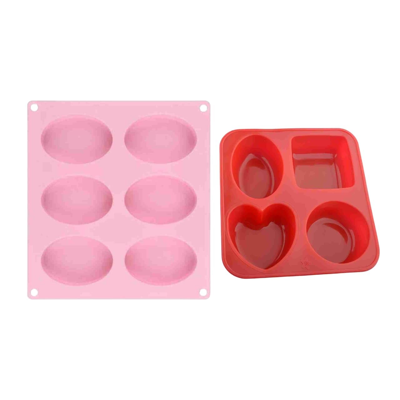 Silicone Soap Mold | 6 Cavity Oval Pear Shape Soap Mould | Homemade Craft Soap Mould for Making Handmade Soap, Bath Bomb, Lotion Bar, Soap Bar Silicone Soap Making Moulds Set, 6-Cavity Oval and 4-Cavity Mixed Shape, Pink and Red, 2 Pieces-image-24