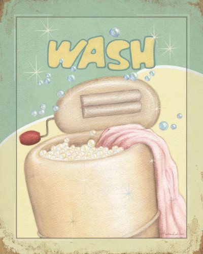 Distressed Retro Wash, Press, Fold, Clean Laundry Room Prints By Andrea Laliberty; 4-8X10" Unframed Paper Posters #TOP4