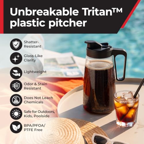 Image of MUELLER HOME Cold Brew Coffee Maker, 64 oz Tritan Fortified Pitcher Pour Spout Handle Lid