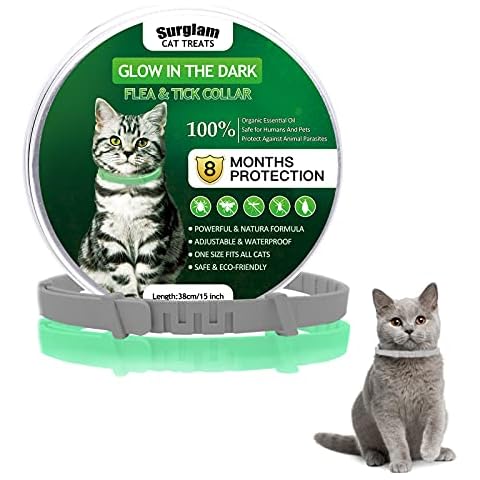 Cat Flea and Tick Collar, Luminous Safety Glow Flea Tick Natural Treatment Flea and Tick Collar, 8 Months Effective Protection Waterproof Adjustable for All Sized Kittens Cats and Pets-1 Pack Cover